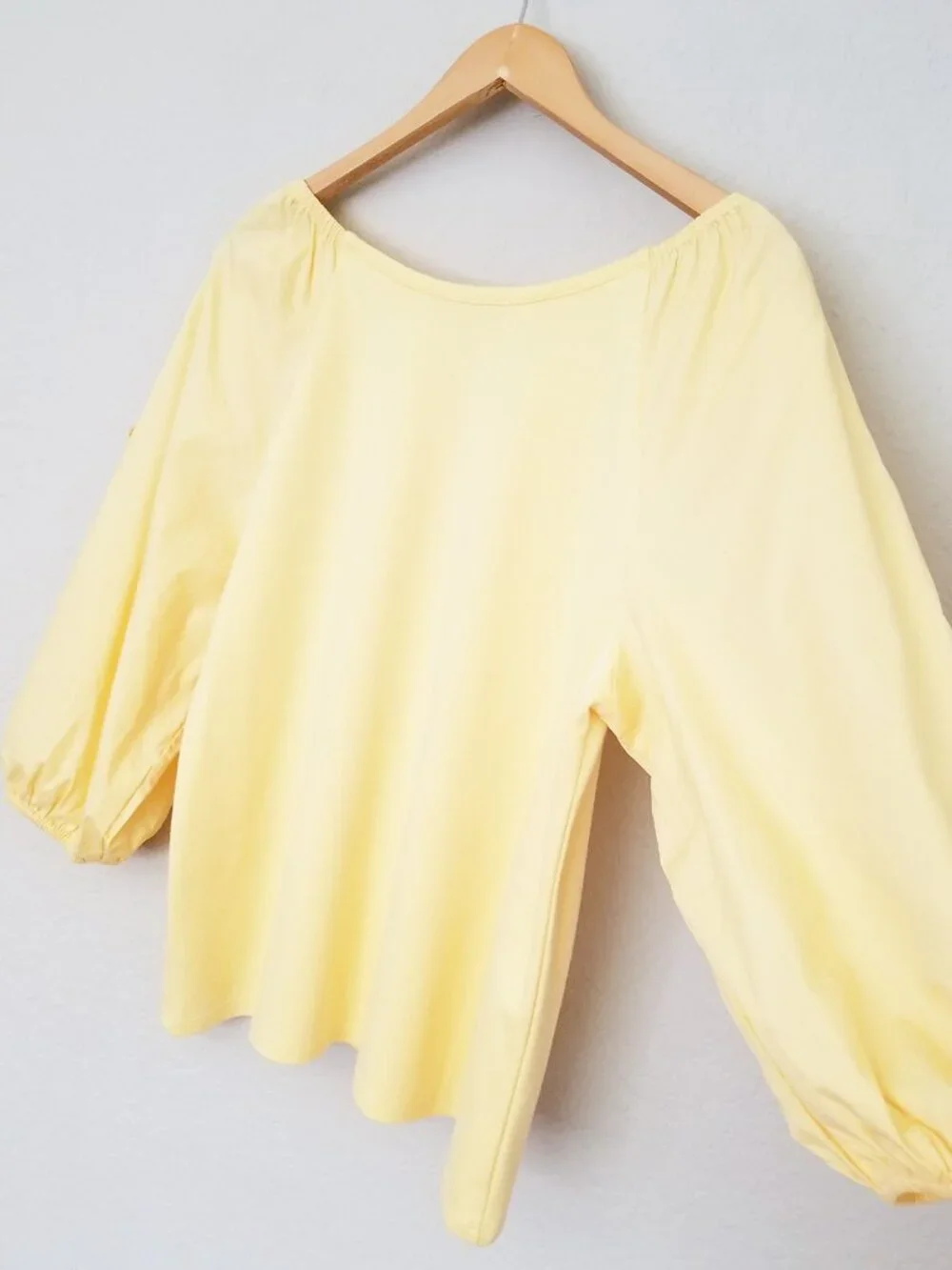 1. State Women' L Butter Yellow 3/4 Balloon Sleeve Tie Bow Blouse Top Coquette - Picture 13 of 14